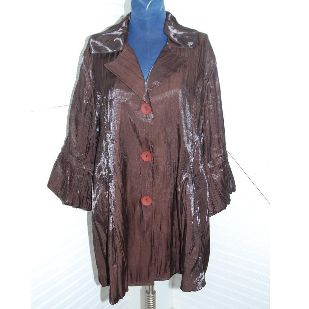 Women's Blazer Size XL Neutral brown 90s Peplum Damee Inc. Vintage‎